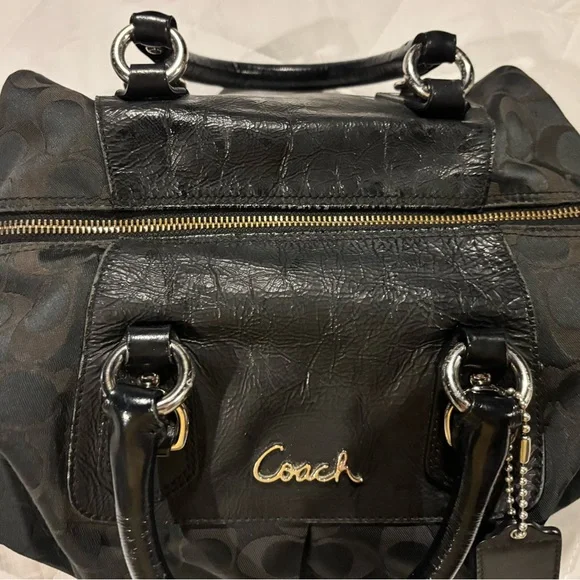 SALE: Authentic Coach Black Leather Purse, 13x10 - Picture 2 of 7